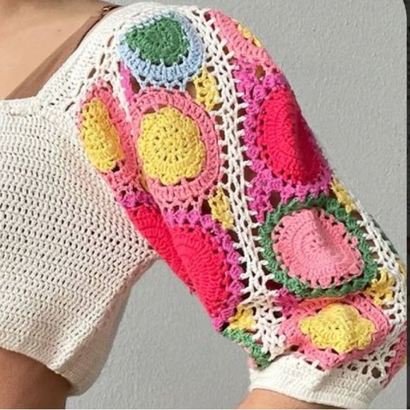 ๐HP Spell & The Gypsy x Free People Let The Sunshine In L Ivory Crochet Sweater - Picture 13 of 16